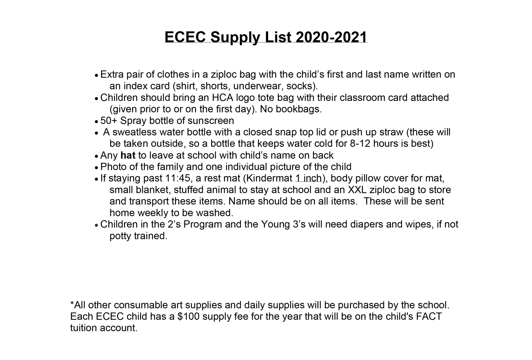Preschool List